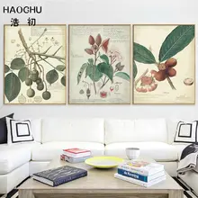 Haochueuropeu americano folhas de frutas verde lona parede decorativa adesivos sala estar quarto arte poster decoração da sua casa