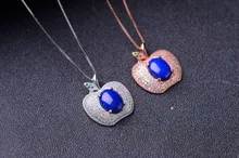 Natural blue lapis lazuli pendant S925 silver Natural gemstone Pendant Necklace trendy Elegant fruit women party fine jewelry