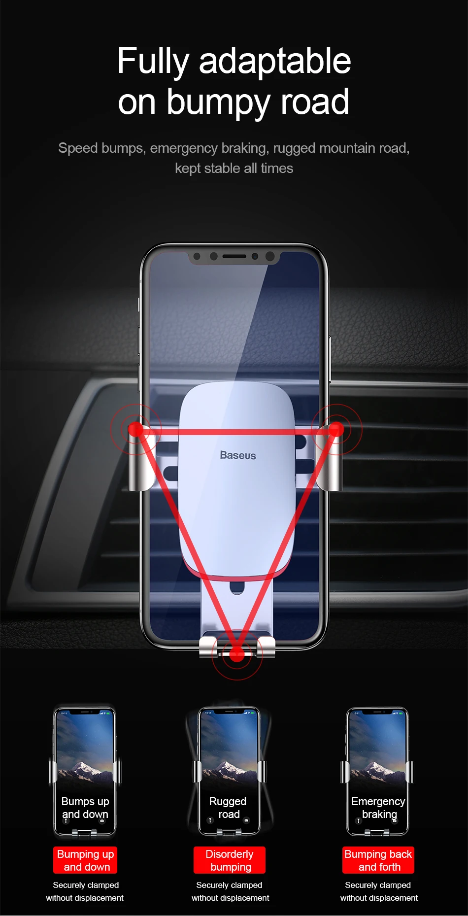 Baseus Универсальный гравитационный Автомобильный держатель для телефона Air Vent Для iPhone Redmi Note 7 подставка для смартфонов зажим держатель подставка