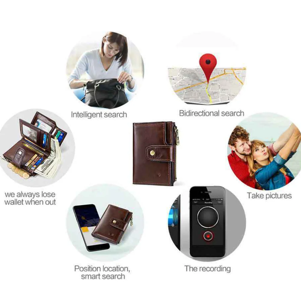 Мужской смарт-кошелек с Bluetooth, анти-потеря большой емкости, gps локатор, usb-интерфейс, складные слоты для карт, искусственная кожа, защита от кражи