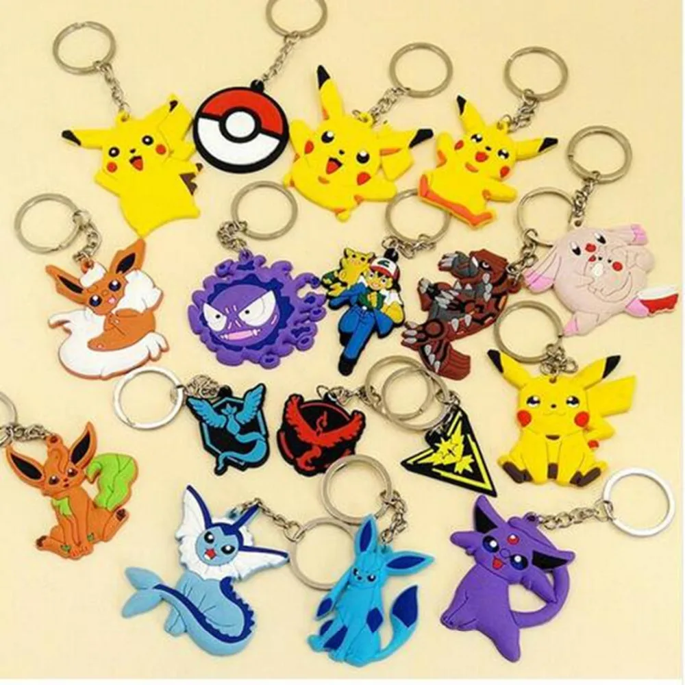 

New design Pokemon go Keychain anime Pocket Monster Charmander Meowth Psyduck Jigglypuff Snorlax RAICHU Pendants Doll Toy Cute