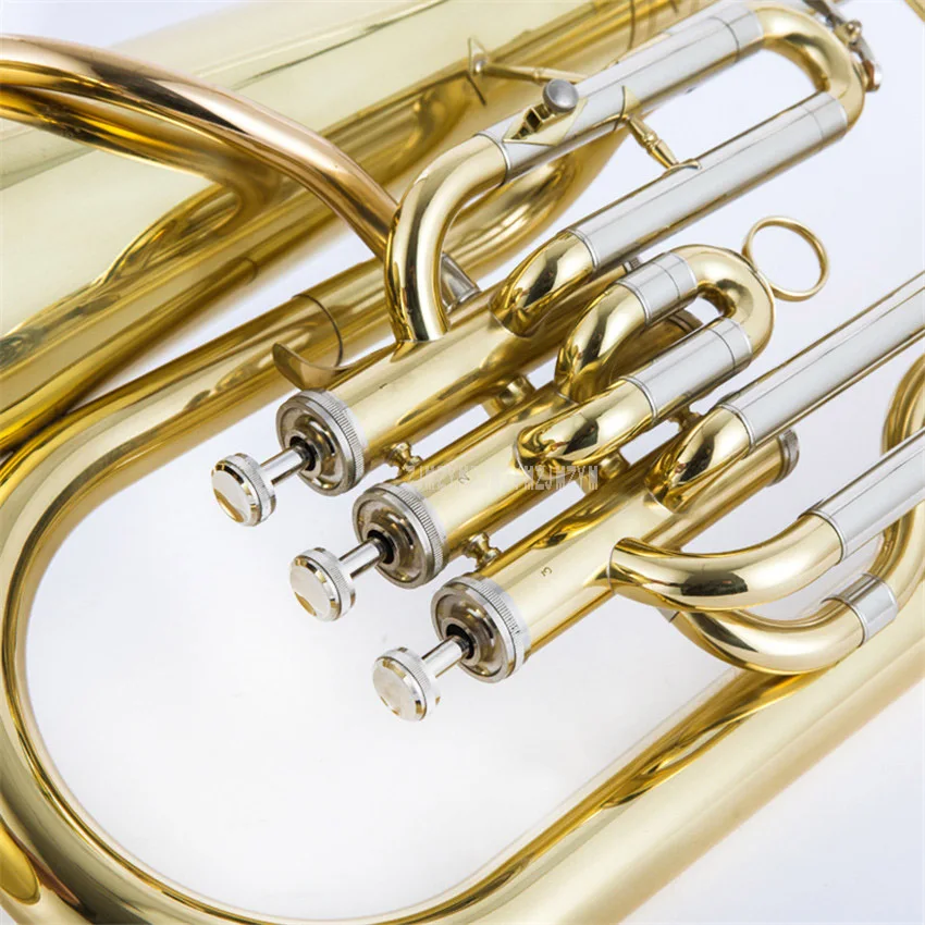 Professional Euphonium 3 Straight Key Bb Bass French Horn Gold Lacque Trumpet Brass Material Musical Instruments JBEP-1180