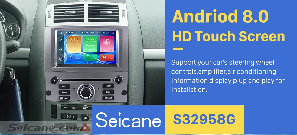 Best Seicane 8-core Android 8.0 4GB RAM 32GB ROM Car Stereo CD DVD Player  for 2004-2010 Peugeot 407 GPS Navigation system 1