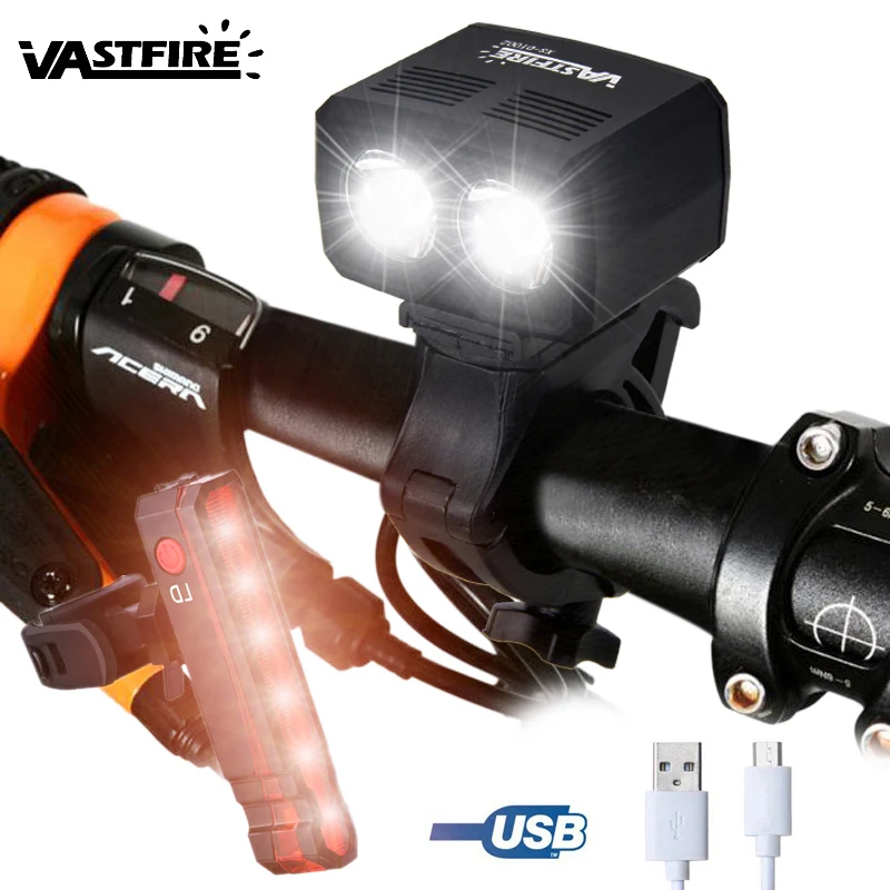 

USB Rechargeable Bicycle Light Front Handlebar Cycling Flashlight Safety Warning Bike Taillight Waterproof Torch Bike Headlight