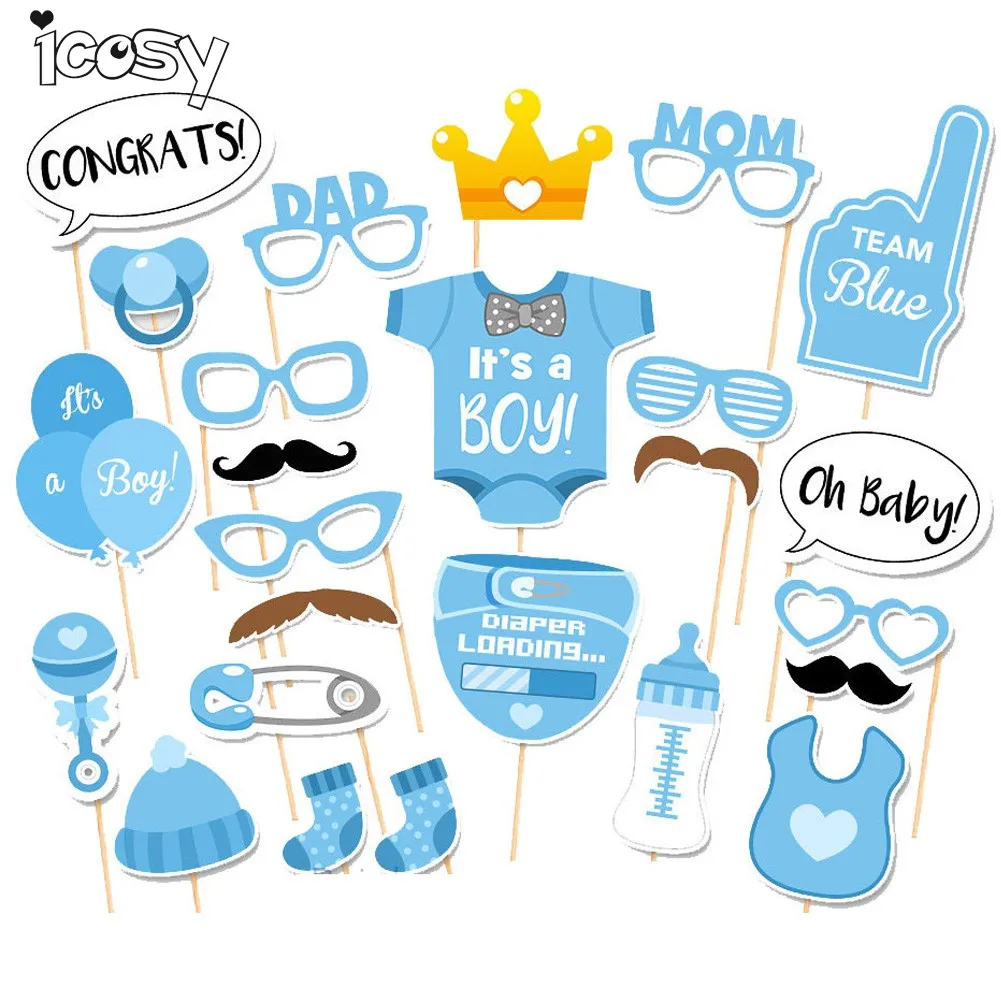 Baby Shower Photobooth Photo Booth Props Pesta Ulang Tahun Dekorasi Baru Lahir Fotografi Kit Laki Laki Perempuan Perlengkapan Pesta Acara Supply Kit Supplies Party Aliexpress