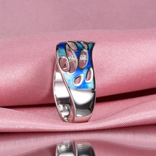 RainMarch, синие эмалированные Серебряные вечерние кольца для женщин, подлинное 925 пробы Серебряное кольцо ручной работы, ювелирные изделия из эмали для свадебной вечеринки