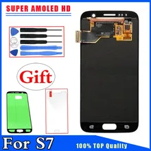 Hitam, Perak, emas untuk Samsung Galaksi S7 G930 G930F Super AMOLED Layar Sentuh Layar Sentuh LCD dengan Stiker Gratis