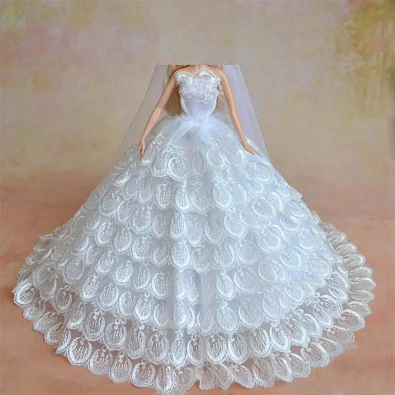 

CXZYKING Wedding Dress With Veil Barbie Skirt Solid Fit For the Barbie Doll Clothes Children Gift Birthday Dress For Girls