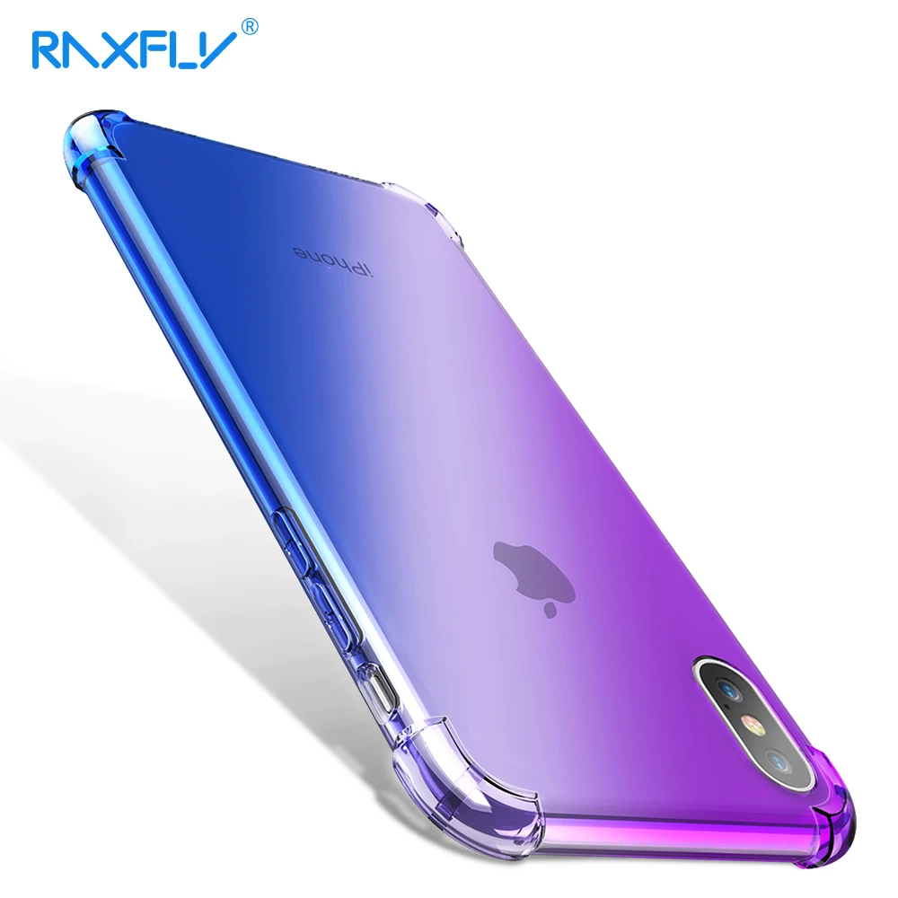 

RAXFLY Case for iPhone X XS Max Cases for iPhone XR Changing Color Anti-knock Soft Cover for iPhone 7 8 Plus Full Protector Capa