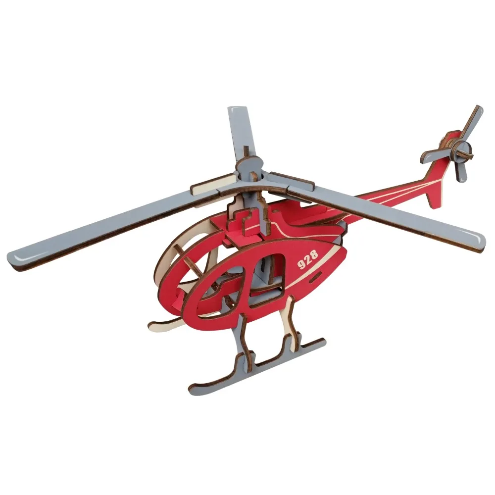 

1pcs 3D Wooden Color Puzzle Helicopter Shape puzzle Popular Creative Toys for Children Art Crafts Brain Teaser DIY Games Gift
