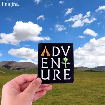 

Prajna DIY Adventure Tent Pine Tree Explorer Patch Iron On Patches For Clothing Embroidered Patches Camping Traveling Badges DIY