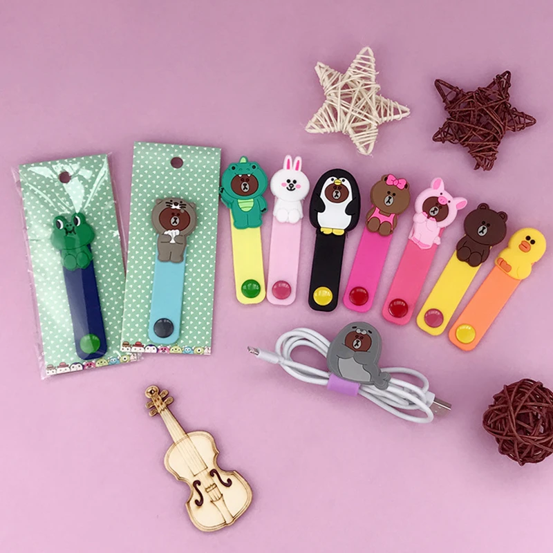 Cartoon Brown Bear Silica Gel Cable Winder Earphone Protector USB Unisex Phone Holder Accessory Organizers Travel Accessories Cartoon Brown Bear Silica Gel Cable Winder Earphone Protector USB Unisex Phone Holder Accessory Organizers Travel Accessories