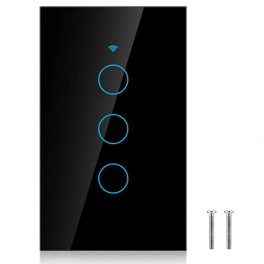 

AC 100-250V WiFi Touch Screen Switch Single Circle for Alexa Google 3-Way