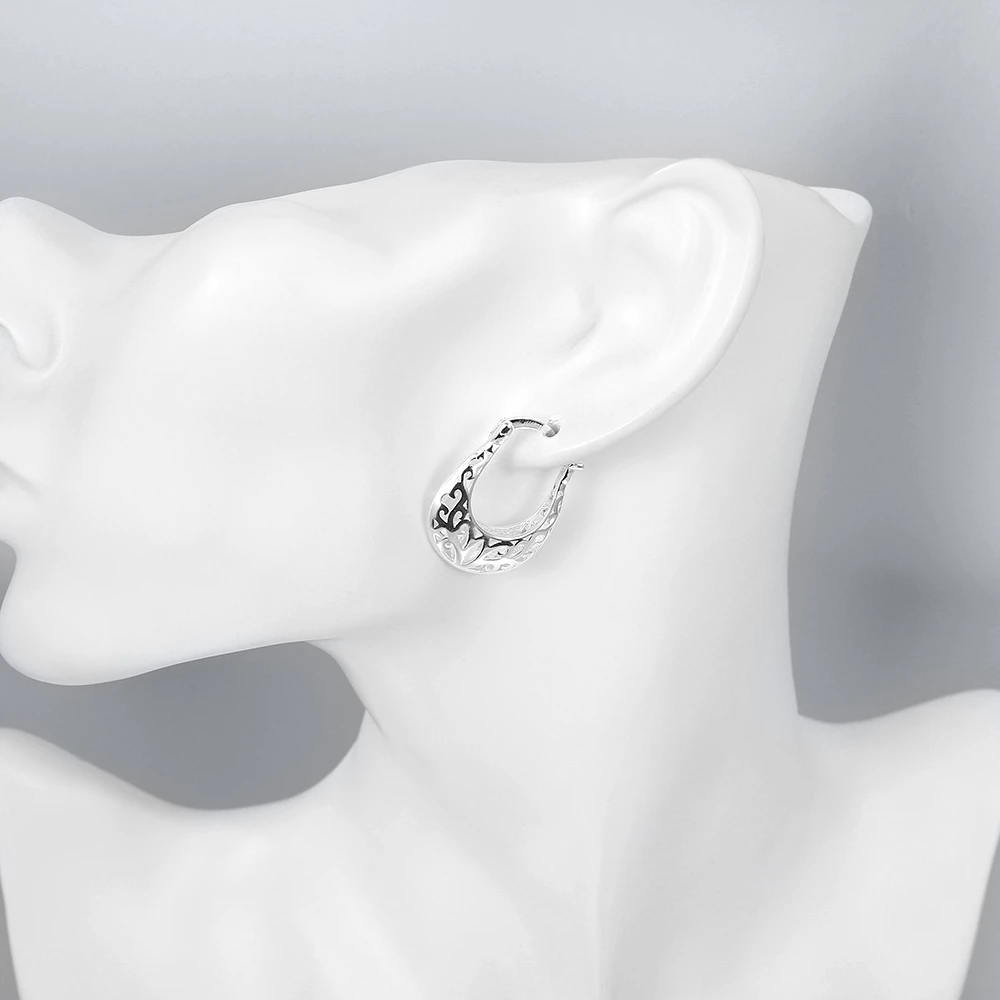Женские вечерние Ги кольца из серебра 925 пробы с цветочным узором|sterling silver hoop