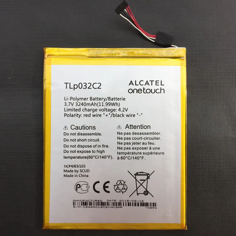 

100% New High Quality 3240mAh TLp032C2 Battery For Alcatel TLp032CC One Touch Pixi 8 8.0 3G 9005X OT-9005X Batteries