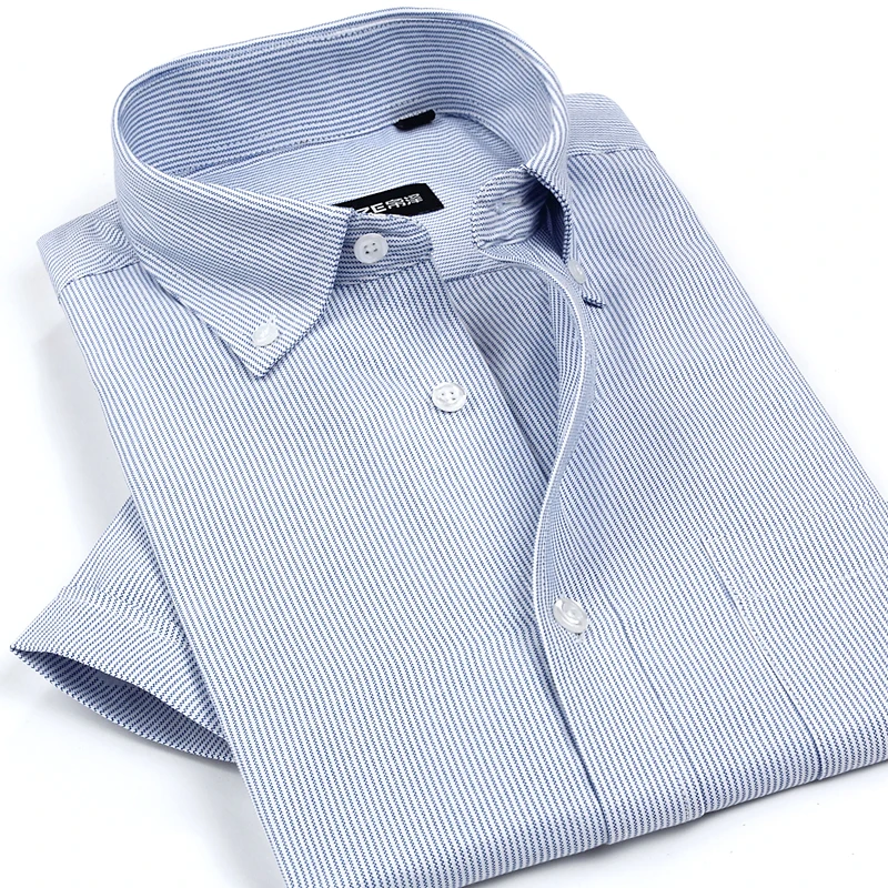 Новое поступление, мужские классические стильные нежелезные оксфордские рубашки, клетчатые/Полосатые повседневные рубашки с коротким рукавом, Высококачественная брендовая одежда