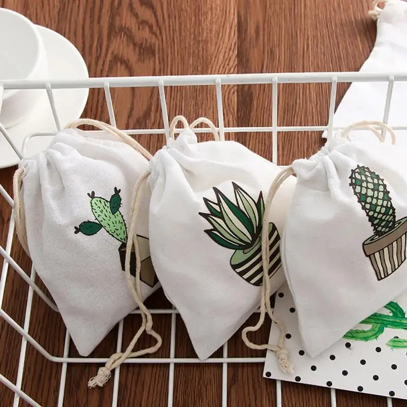 الكرتون الصبار المطبوعة حقيبة التخزين سفر الرباط حقيبة على ظهره ماكياج حقيبة لمستحضرات التجميل الملابس لعب المنظم A25