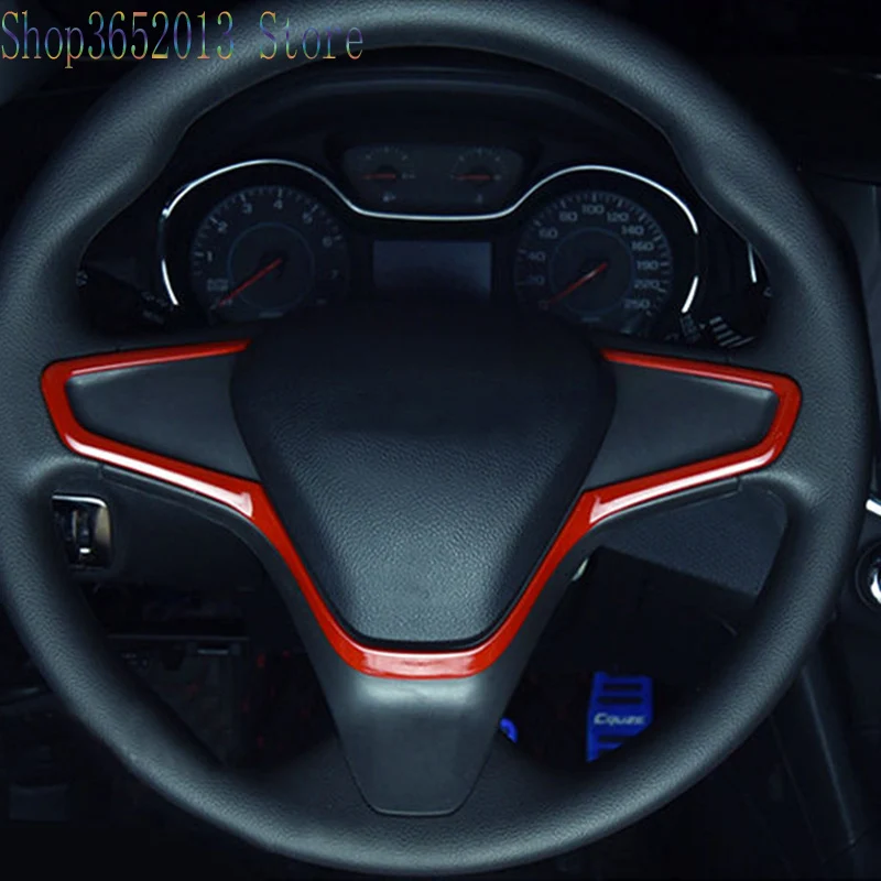 

For Chevy Chevrolet Cruze 2017 2018 ABS Steering Wheel Decorative Red Stripe Cover Trim 1pcs car styling accessories