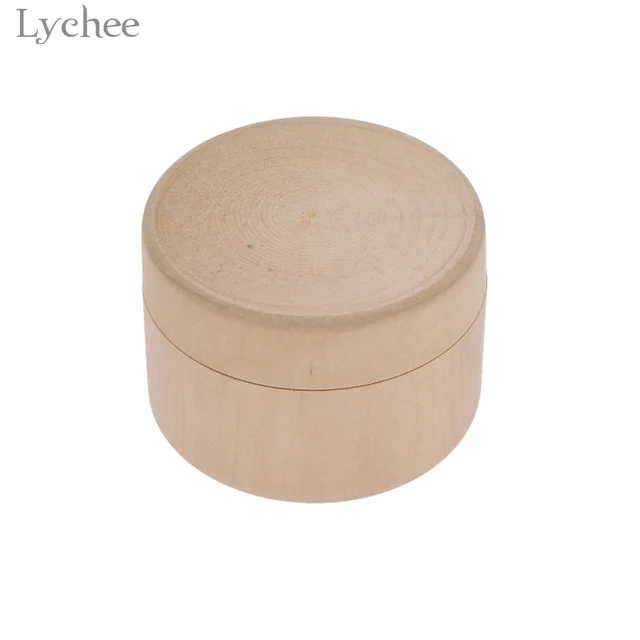 Lychee 1 pc caja de almacenamiento de madera redonda caja de anillo