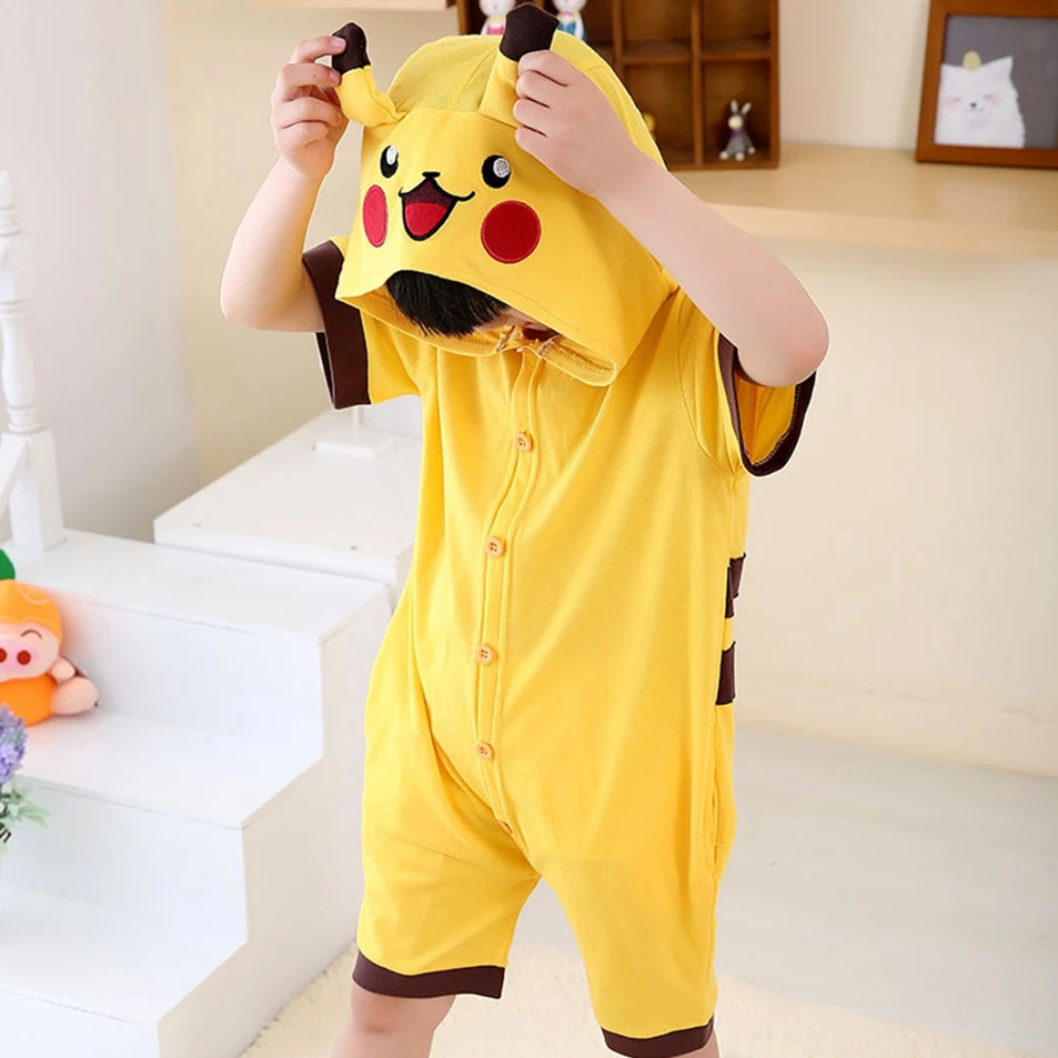 

Kigurumi Onesie Unisex Kids Pokemon Pikachu Pajamas Costume Animal Cosplay Summer Cartoon Onesie Sleepwear