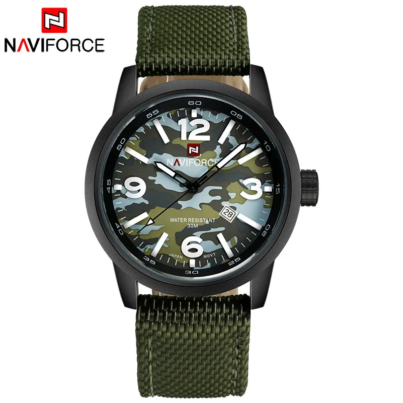  NAVIFORCE Brand Mens Military Sport Watches Men Army Camouflage Quartz Watch Nylon Waterproof Calen
