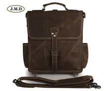 J.M.D Brand 100 % Genuine Cow Leather Fashion Multifunction Brown Shoulder Bag Cross Body Bag Laptop Bag Handbag 7316B