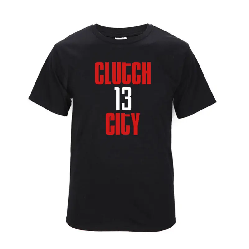 

clutch city James Harden T-shirts Men Fashion Short Sleeve top Cotton tee O-neck tshirt men's Hip Hop letter Loose Tops t shirt