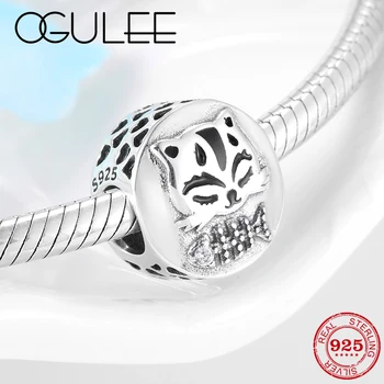 

Creative 925 Sterling Silver Cute greedy cat pattern metal beads Accessories Fit Original Pandora Charm Bracelet Jewelry making