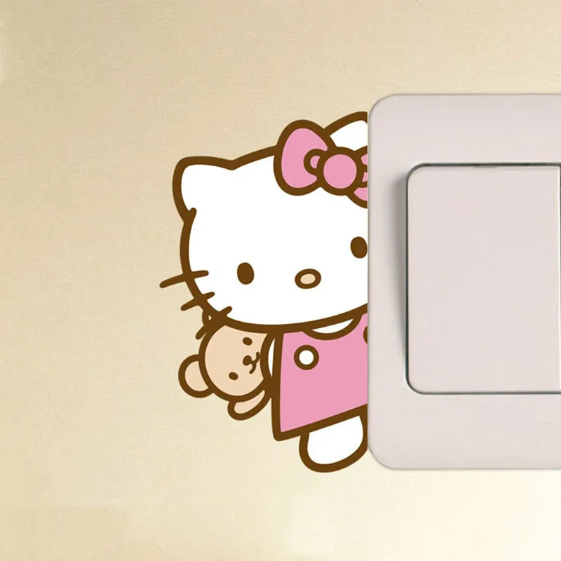 3 Pcs set Lucu Hello  Kitty  Beralih Stiker  Stiker  Dinding 