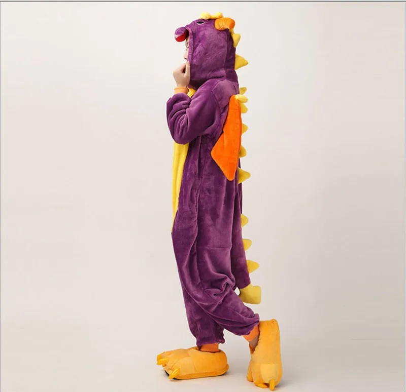 Фиолетовый дракон Унисекс Взрослые повседневные фланелевые пижамы Рождественские Мультяшные животные пижамы леопард для мужчин и женщин