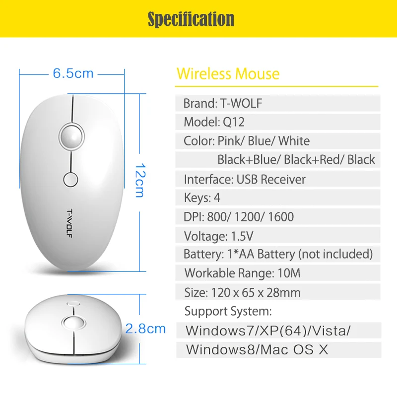 T-WOLF Q12 Slim Wireless Mouse (6)
