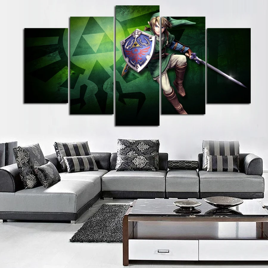 5 Piece Canvas Painting the legend of zelda Hot Game Poster Prints wall