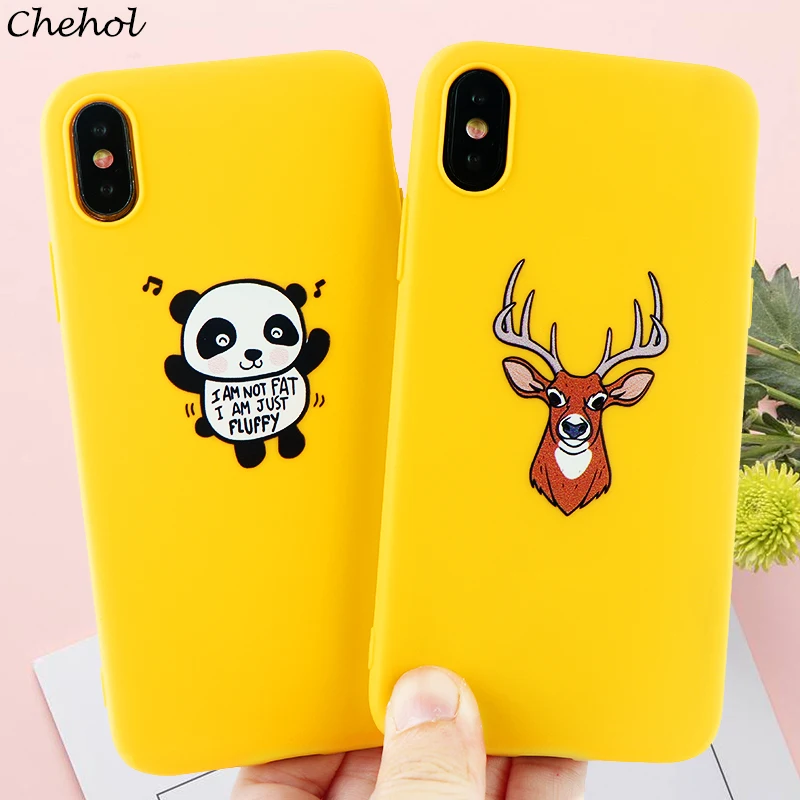 Модные чехлы для IPhone X XS MAX XR 6 S 7 8 Plus чехол с пандой оленем мягкий силиконовый