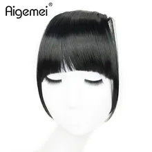Aigemei тупой взрыв черный коричневый блонд поддельные бахрома Клип В челке волосы для наращивания с высокой температурой синтетическое волокно 6 дюймов
