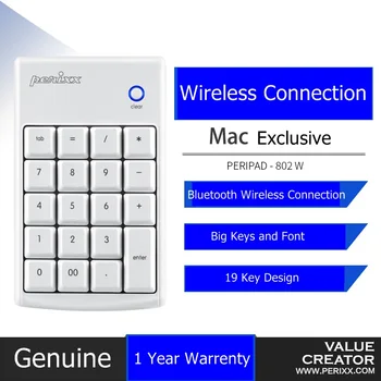 

Perixx PPD-802W Lightweight Bluetooth Wireless Keypad,Number pad Financial Accounting Keyboard Multi-system Compatible