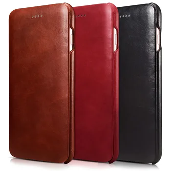 

New Curved Edge Vintage Series For iphone 6 6s plus 5.5'' Original icarer Brand Real Genuine Natural Cow skin Leather Cover Case