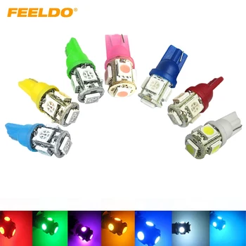 

FEELDO 100Pcs T10 W5W LED Bulbs 5050 5 SMD 194 168 Wedge Interior Side Dashboard License Light Lamp 7-Color #AM1125