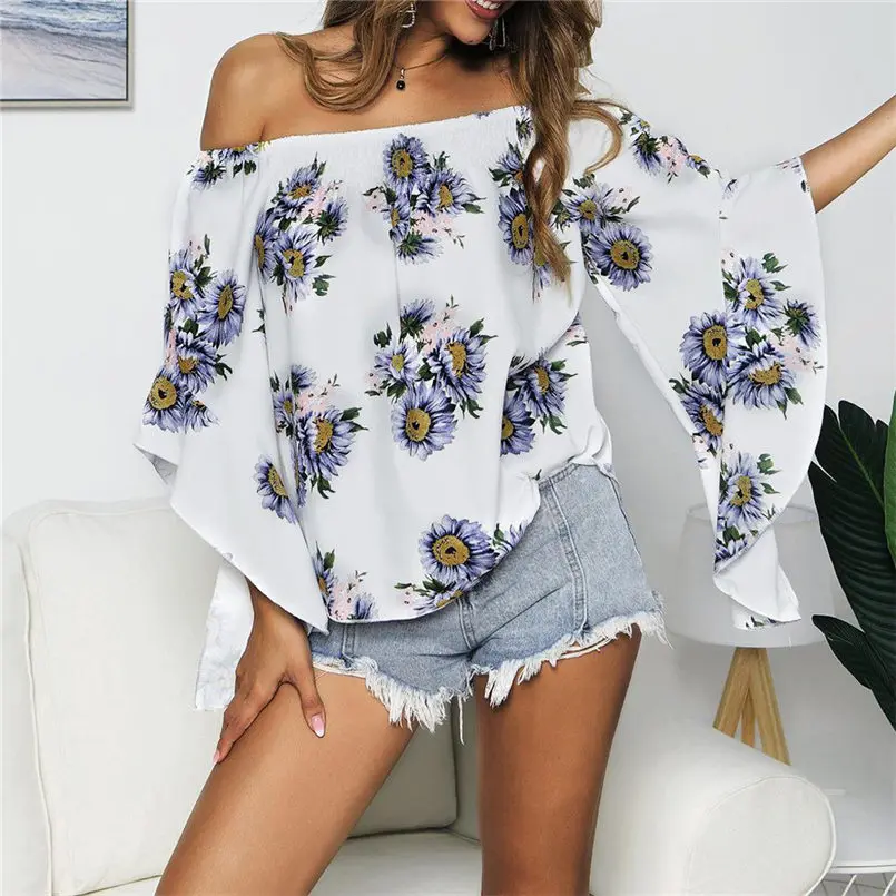New Women Summer Plus Size Flower Print O-Neck Button Long Sleeve Linen Top T-Shirt Blouse Shirt Elegant Fashion New Tops #4R03 (20)