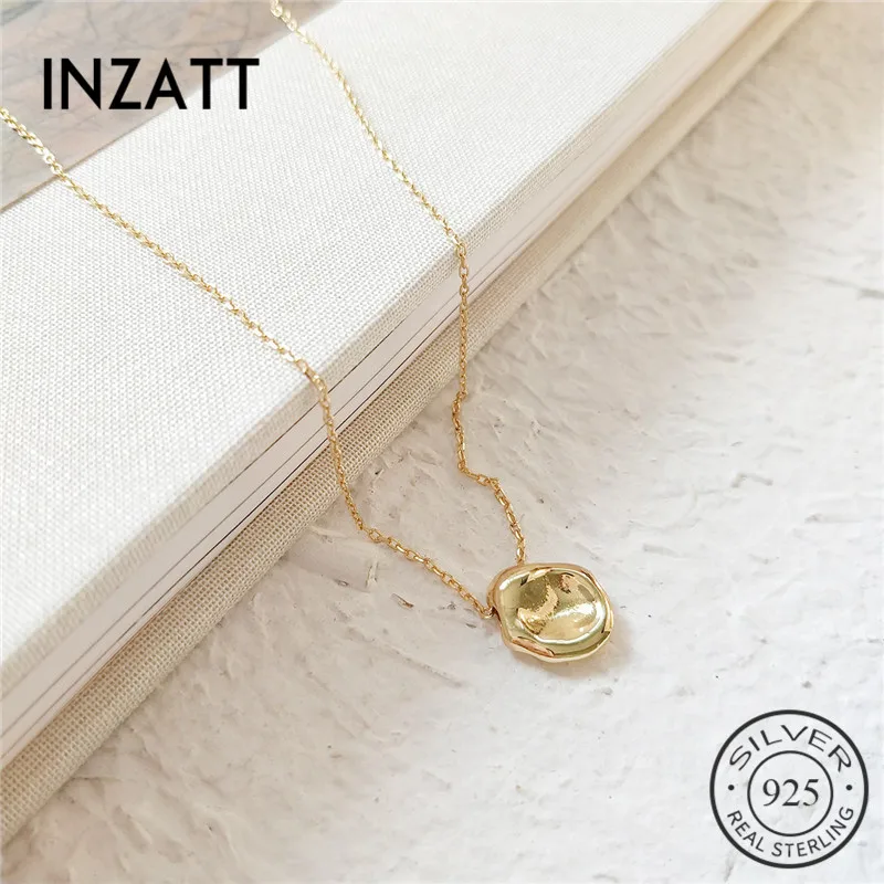 INZATT, настоящее 925 пробы, серебристый неправильной формы, геометрический кулон, ожерелье, хорошее ювелирное изделие, модные женские вечерние аксессуары