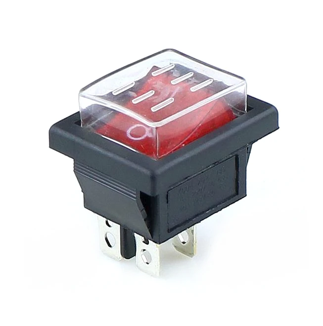 KCD4 1 шт. рокер кнопка выключателя питания+ прозрачный водонепроницаемый мягкий уплотнитель крышки ВКЛ-ВЫКЛ 4 Pin 16A 250VAC/20A 125VAC