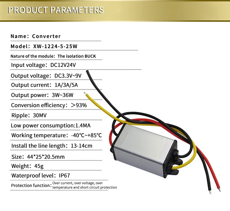 12V 24V до 3,3 V 3,7 V 4,2 V 5V 6V 1A 3A 5A Вт конвертер постоянного/переменного тока, IP67 Водонепроницаемый автомобиля Питание Dc понижающий модуль Напряжение Convereter