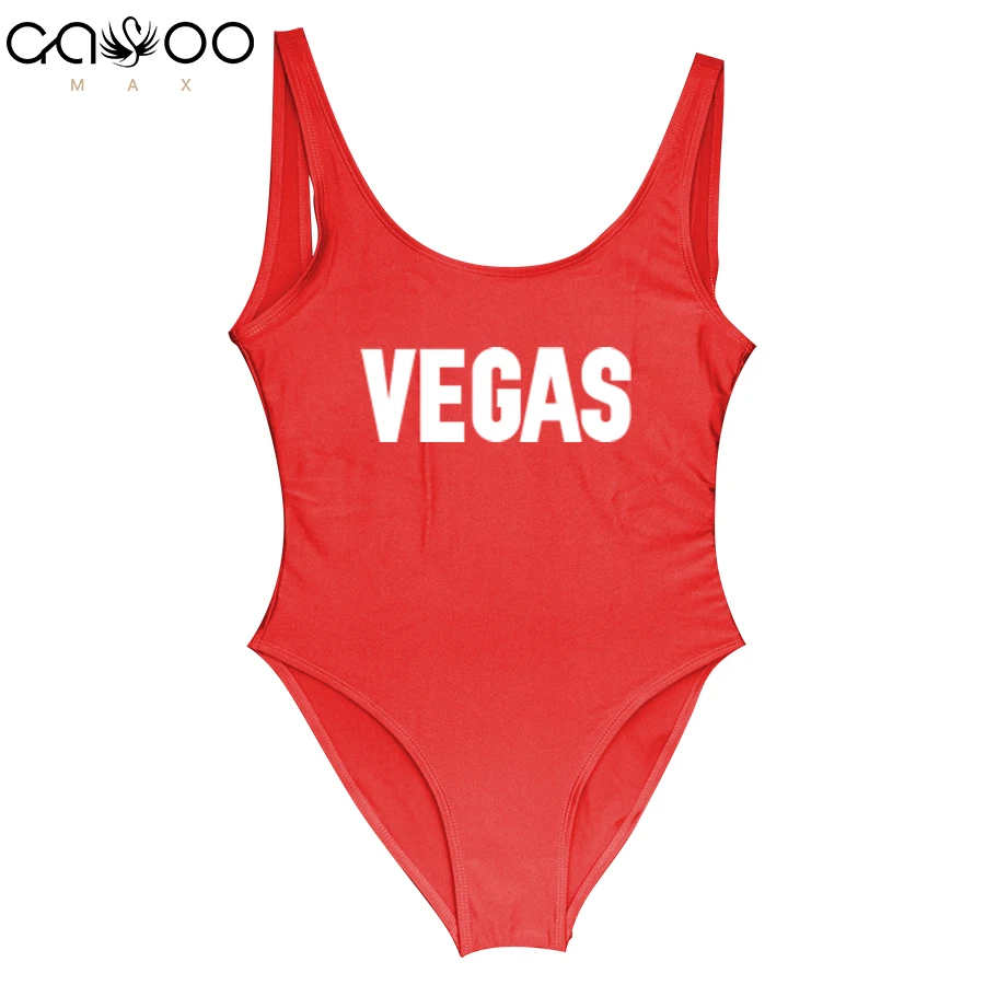 VEGAS Letter 2018 badpak Swimwear Women One Piece Swimsuit Bodysuit
