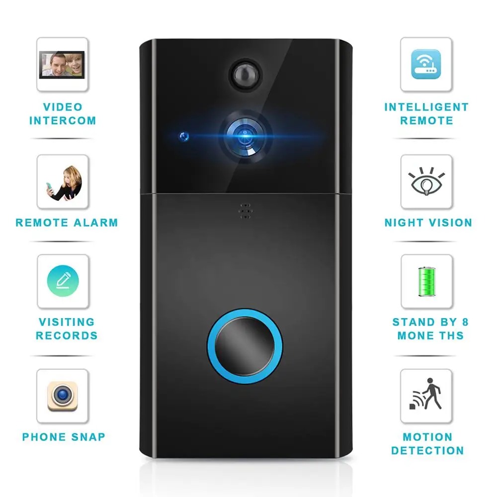 

White Low Power Consumption 720P HD PIR Infrared Human Body Sensor Household Alarm WIFI Visual Intelligent Smart Doorbell