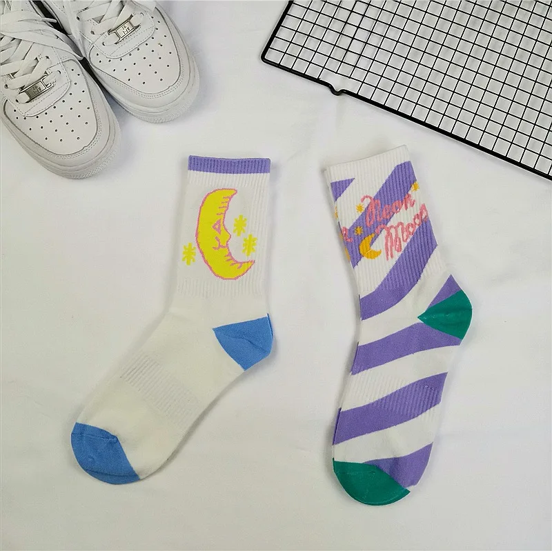 Korean style fashion Harajuku street hip hop socks unisex fun men's socks happy skateboard flame ladies socks