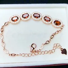 Гранатовый браслет-цепочка настоящий натуральный красный гранат серебро 925 пробы 0.6ct* 5 шт драгоценный камень ювелирные изделия# BL18120212