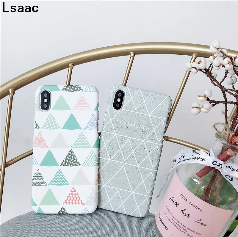

Fashion stripe Grid Geometry Line Phone Cases For iphone 7 8 6 6S Plus 5 5s SE X XS MAX XR Abstract Triangle Painted Hard Cover