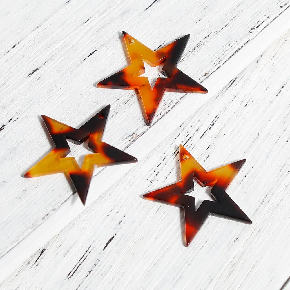 

Doreen Box Resin Charms Pendants Geometric Rhombus Round Star Triangle Deep Coffee Tortoiseshell-Imitation, 3 PCs