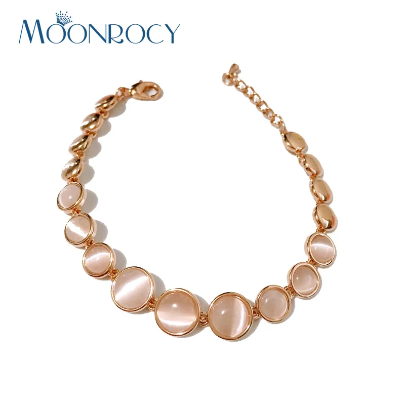 MOONROCY Rose Gold Color Free Shipping Fashion Cute Rose Gold Color Opal Bracelet Wholesale ...