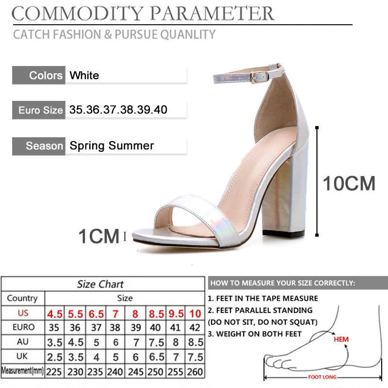 BYQDY Fashion Ankle Strap Sandals High Heels Peep Toe Silver Lady Russian Sandals image 6