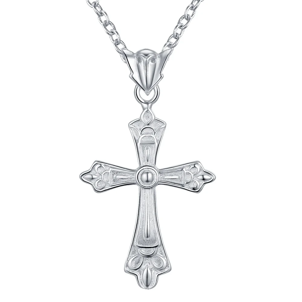 cross beautiful shiny wholesale silver plated Necklace New ...